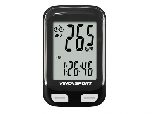 велокомпьютер Vinca Sport V-3500 проводной, 12 функций, черный/белый