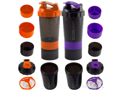 спортивный шейкер Ecos HBS01 с пружиной 750мл в ассортименте